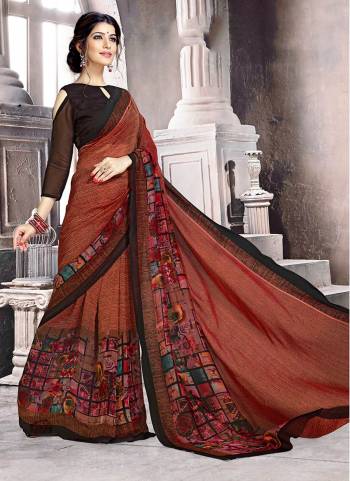 Add This Pretty Saree For Your Casual Or Semi-Casual Wear. This Saree and Blouse Are Fabricated On Georgette Beautified With Prints all Over It. 