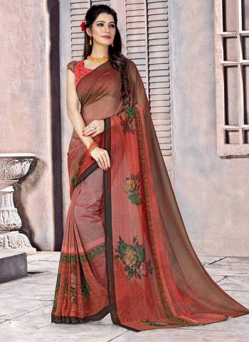 Add This Pretty Saree For Your Casual Or Semi-Casual Wear. This Saree and Blouse Are Fabricated On Georgette Beautified With Prints all Over It. 