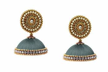 Grab This Beautiful Earrings Set In Jhumki Style Which Can Be Paired With Any Contrasting Or Same Colored Traditional Attire. Mixture Of Stone, Pearl And Resham Thread Are Used To Make This Beautiful Earrings Beautified With Stone Work.