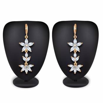 Rich And Elegant Looking Earrings Set Is Here In Golden Color Beautified With Diamonds. This Pretty Set Can Be Paired With Any Simple Or Heavy Attire. Buy Now.