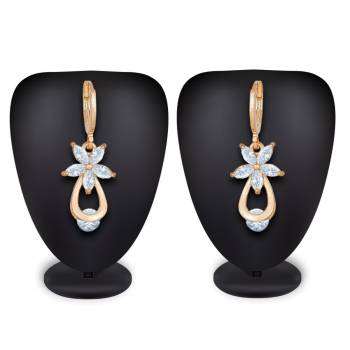 Rich And Elegant Looking Earrings Set Is Here In Golden Color Beautified With Diamonds. This Pretty Set Can Be Paired With Any Simple Or Heavy Attire. Buy Now.