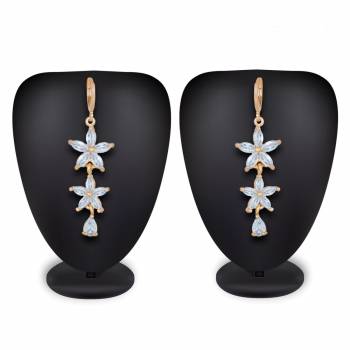 Rich And Elegant Looking Earrings Set Is Here In Golden Color Beautified With Diamonds. This Pretty Set Can Be Paired With Any Simple Or Heavy Attire. Buy Now.