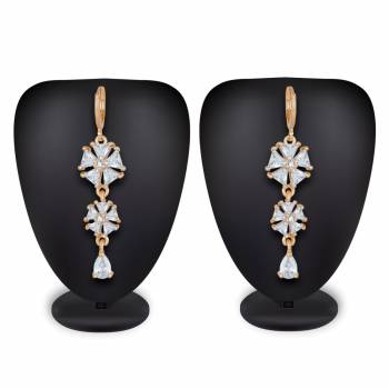 Rich And Elegant Looking Earrings Set Is Here In Golden Color Beautified With Diamonds. This Pretty Set Can Be Paired With Any Simple Or Heavy Attire. Buy Now.