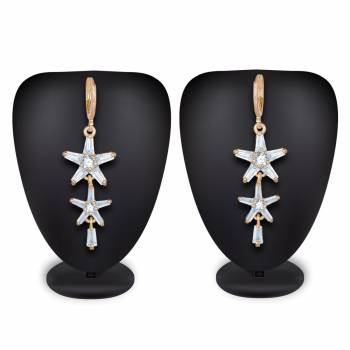 Rich And Elegant Looking Earrings Set Is Here In Golden Color Beautified With Diamonds. This Pretty Set Can Be Paired With Any Simple Or Heavy Attire. Buy Now.