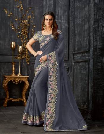 Rewrite the legacy of six yards with a twist in this uniquely ornamented saree. Keep the makeup minimal and jewels statement for an ethereal appeal. 