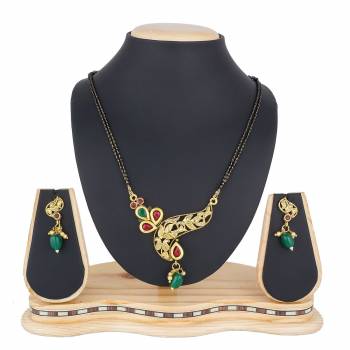 Give A Rich Elegant Look To Your Simple Or Heavy Ethnic Attire, Pairing It With This Beautiful Mangalsutra Set With Pretty Matching Earrings. It Is Light In Weight And Easy To Carry All Day Long. 