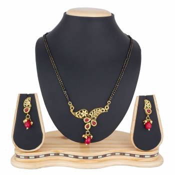 Give A Rich Elegant Look To Your Simple Or Heavy Ethnic Attire, Pairing It With This Beautiful Mangalsutra Set With Pretty Matching Earrings. It Is Light In Weight And Easy To Carry All Day Long. 