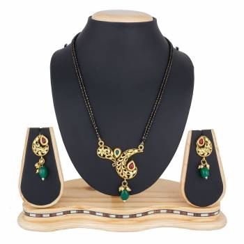 Give A Rich Elegant Look To Your Simple Or Heavy Ethnic Attire, Pairing It With This Beautiful Mangalsutra Set With Pretty Matching Earrings. It Is Light In Weight And Easy To Carry All Day Long. 