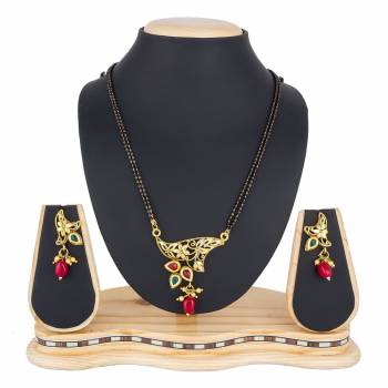 Give A Rich Elegant Look To Your Simple Or Heavy Ethnic Attire, Pairing It With This Beautiful Mangalsutra Set With Pretty Matching Earrings. It Is Light In Weight And Easy To Carry All Day Long. 