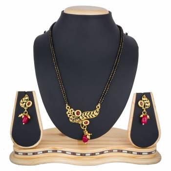 Give A Rich Elegant Look To Your Simple Or Heavy Ethnic Attire, Pairing It With This Beautiful Mangalsutra Set With Pretty Matching Earrings. It Is Light In Weight And Easy To Carry All Day Long. 