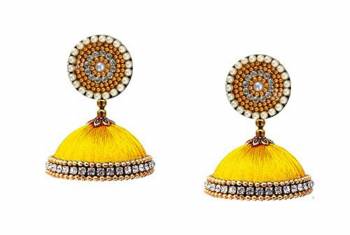 Grab This Beautiful Earrings Set In Jhumki Style Which Can Be Paired With Any Contrasting Or Same Colored Attire, Be It Heavy Or Light. Buy This Pretty Set Of Earrings Now