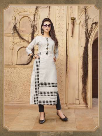 Simple And Elegant Looking Readymade Kurti In Off-White Color Fabricated On Khadi Cotton. This Pretty Kurti Is Light Weight And Easy To Carry All Day Long. 