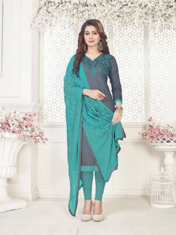 You Will Earn Lots Of Compliments Wearing This Straight Embroidered Suit In Satin Cotton Based Paired With Cotton Bottom And Chiffon Dupatta. Buy This Dress Material And Get This Stitched As Per Your Comfort. 