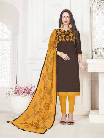 Get This Lovely Dress Material For Your Casual Or Semi-Casual Wear. Its Top Is Fabricated On Satin Cotton Paired With Cotton Bottom And Chiffon Dupatta. It Is Beautified With Attractive Thread Work. Get This Stitched As Per Your Desired Fit And Comfort. 