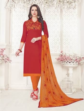 You Will Earn Lots Of Compliments Wearing This Straight Embroidered Suit In Satin Cotton Based Paired With Cotton Bottom And Chiffon Dupatta. Buy This Dress Material And Get This Stitched As Per Your Comfort. 