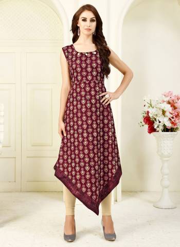 Be It your College, Home Or Work Place, This Pretty Kurti Is Suitable For All. Grab This Lovely Designer Kurti In Maroon Color Fabricated On Crepe. Also It Is Available In All Regular Sizes. 