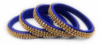 Grab This Beautiful Set Of Four Bangles To Pair Up With Your Ethnic Wear Or You Can Also Mix It With Other Plain Bangles For More Heavy Look. It Is Made With Resham Thread And Beautified With Stone Work, Pair These Up With Same Or Any Contrasting Colored Ethnic Attire.