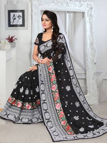 For An Attractive Look, Grab This Heavy Embroidered Designer Saree In Georgette Based Fabric With Heavy Thread Work All Over. Its Fabric Is Soft Towards Skin And Durable. Buy Now.