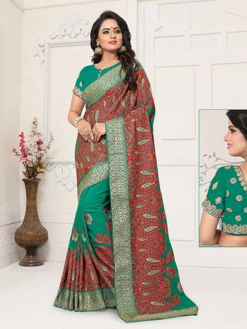 Celebrate This Festive Season With This Heavy Designer Saree Fabricated On Georgette With Georgette Blouse. It Is Beautified With Heavy Thread Embroidery In Multi Color. Grab It Before The Stocks Ends. 