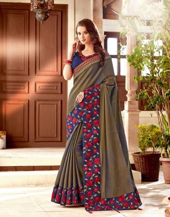 When its about Pure cultural indulgence , look no further . This dual tone self-textured silk saree is an embodiment of sheer allure. 