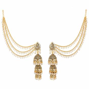 Give A Heavy All Over Look To Your Attire By Pairing It Up With This Heavy Designer Earrings Set. This Pretty Set Of Earrings Are Easy To Wear And Light Weight. Also It Can Be Paired With Any Colored Traditional Attire. Buy Now.