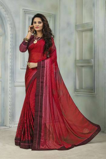 Add This Very Pretty Saree To Your Wardrobe For The Upcoming Festive Season. This Saree And Blouse Are Fabricated On Satin Chiffon Beautified With Prints And Stone Work. Buy Now.