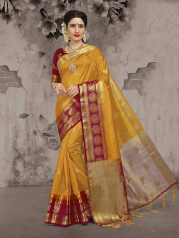 Celebrate This Festive Season Wearing This Beautiful Silk Based Which Gives A Rich Look To Your Personality. Also This Art Silk Fabricated Saree Is Light In Weight And Quite Durable Fabric. Buy This Now.