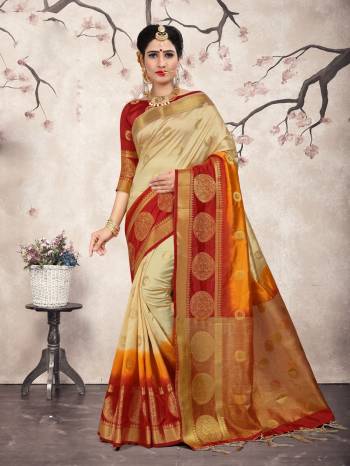 Celebrate This Festive Season Wearing This Beautiful Silk Based Which Gives A Rich Look To Your Personality. Also This Art Silk Fabricated Saree Is Light In Weight And Quite Durable Fabric. Buy This Now.