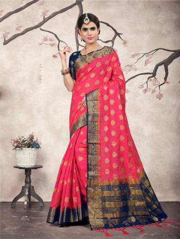 Flaunt Your Rich And Elegant Taste In Royal Looking Silk Based Saree. This Saree And Blouse Are Fabricated On Rich Linen Silk Fabric Which Will Defintely Earn You Lots Of Compliments From Onlookers. Buy Now.