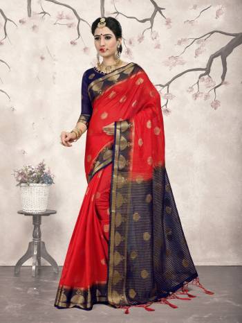 Flaunt Your Rich And Elegant Taste In Royal Looking Silk Based Saree. This Saree And Blouse Are Fabricated On Rich Linen Silk Fabric Which Will Defintely Earn You Lots Of Compliments From Onlookers. Buy Now.