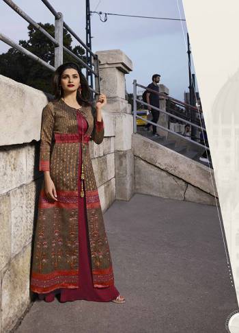 Grab This Designer Readymade Kurti For The Upcoming Festive Wear In Brown And Maroon Color Fabricated On Silk. This Pretty Kurti IS Beautified With Prints And Stone Work. 