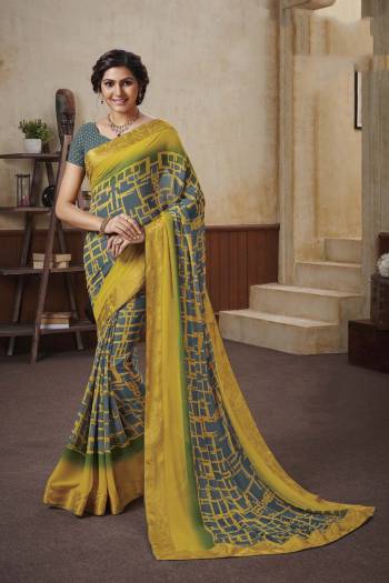 Comfort Comes First When Its About Casuals, Grab This Pretty Light Weight Saree Fabricated On Georgette Beautified With Prints And Lace Border. 