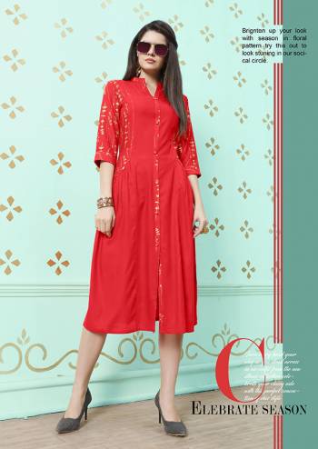 Bright And Visually Appealing Color Is Here With This Designer Readymade Kurti In Rayon Cotton Beautified With Prints. It Is Available In All Regular Sizes. Buy Now.