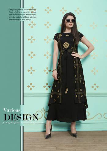 For A Bold and Beautiful Look, Grab This Readymade Kurti In Black Color Fabricated On Rayon Cotton Beautified With Prints. Buy Now.