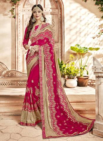 Look Pretty In This Lovely Dark Pink Colored Saree Paired With Dark Pink Colored Blouse. This Saree Is Fabricated On Georgette Paired With Art Silk Fabricated Blouse. Buy This Designer Saree Now.