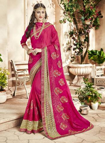 Look Pretty In This Lovely Dark Pink Colored Saree Paired With Dark Pink Colored Blouse. This Saree Is Fabricated On Georgette Paired With Art Silk Fabricated Blouse. Buy This Designer Saree Now.