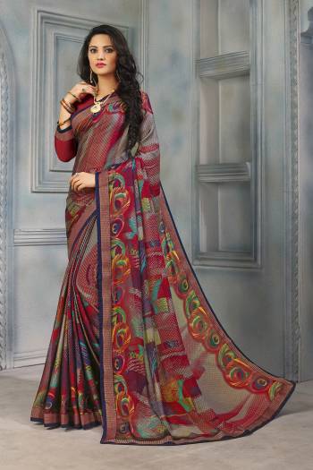 Go Colorful With This Printed Saree In Multi Color Fabricated On Chiffon. This Saree Is Light In Weight, Easy to Drape And Durable. It Is Suitable For Your Casual Or Semi Casual Wear. Buy Now.