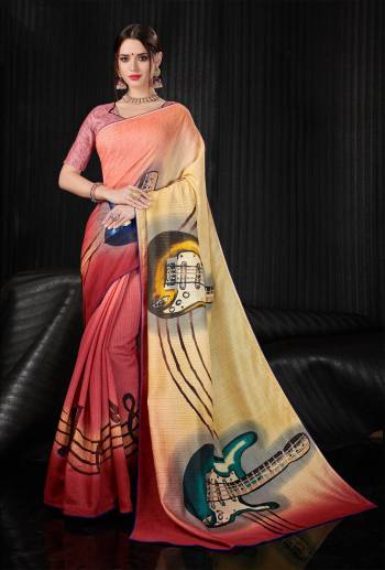 Celebrate This Festive Season with Beauty And Comfort Wearing This Printed Saree Fabricated On Linen Silk. Its Rich Fabric Will Give A Great Look To Your Personality. Buy Now.