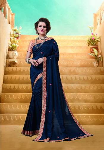 Enhance Your Personality Wearing This Designer Saree In Brown Color Paired With Contrasting Peach Colored Blouse. This Saree Is Fabricated On Georgette Paired With Art Silk Fabricated Blouse. It Is Light In Weight And Easy To Carry All Day Long. 