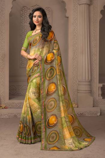 Go Colorful With This Pretty Light Weight Saree In Multi Color. This Saree And Blouse Are Fabricated On Chiffon Beautified With Prints all Over. Buy This Saree Now.