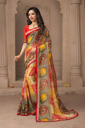 Go Colorful With This Pretty Light Weight Saree In Multi Color. This Saree And Blouse Are Fabricated On Chiffon Beautified With Prints all Over. Buy This Saree Now.