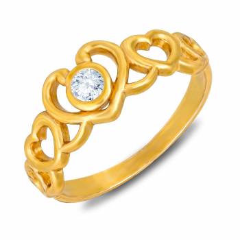 Simple And Elegant Looking Designer Ring Is Here In Golden Beautified With Stone Work. This Pretty Ring Can Be Paired With Any Colored And Any Type Of Attire, Buy Now.