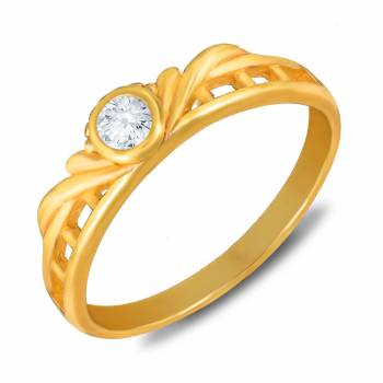 Simple And Elegant Looking Designer Ring Is Here In Golden Beautified With Stone Work. This Pretty Ring Can Be Paired With Any Colored And Any Type Of Attire, Buy Now.