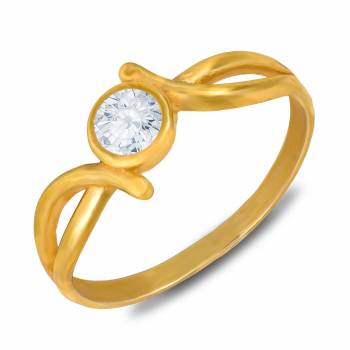 Simple And Elegant Looking Designer Ring Is Here In Golden Beautified With Stone Work. This Pretty Ring Can Be Paired With Any Colored And Any Type Of Attire, Buy Now.