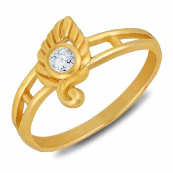 Simple And Elegant Looking Designer Ring Is Here In Golden Beautified With Stone Work. This Pretty Ring Can Be Paired With Any Colored And Any Type Of Attire, Buy Now.