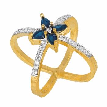 Simple And Elegant Looking Designer Ring Is Here In Golden Beautified With Stone Work. This Pretty Ring Can Be Paired With Any Colored And Any Type Of Attire, Buy Now.