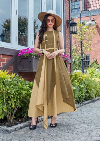 For A Unique And New Look, Grab This Designer Readymade Kurti In Brown And Beige Color Fabricated On Cotton. This Pretty Unique Patterned Kurti Is Light In Weight And Easy To Carry All Day Long. 