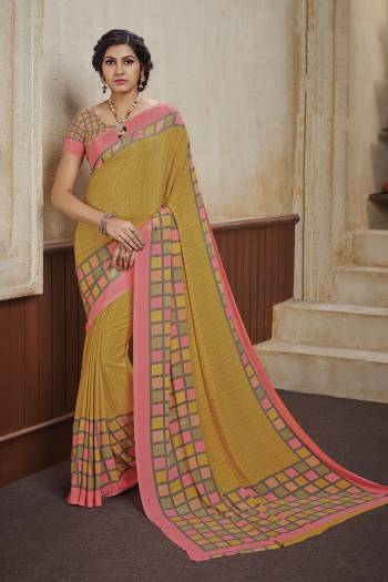 Here Is A Very Pretty Crepe Fabricated Saree with Crepe Fabricated Blouse, Beautified With Prints All Over. This Saree Is Light In Weight And Easy To Carry All Day Long. Buy Now