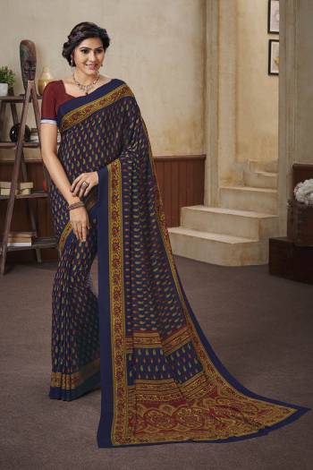 For Your Casual Or Semi-Casual Wear, Grab This Lovely Printed Saree Fabricated On Crepe. This Saree Is Beautified With Prints Which Also Light Weight And Easy To Carry all Day Long.