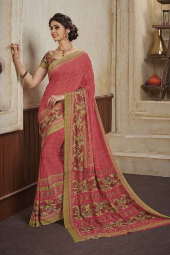 Comfort Comes First When Its About Casuals, Grab This Pretty Light Weight Saree Fabricated On Crepe Which Is Soft Towards Skin, Beautified With Prints. Buy Now.